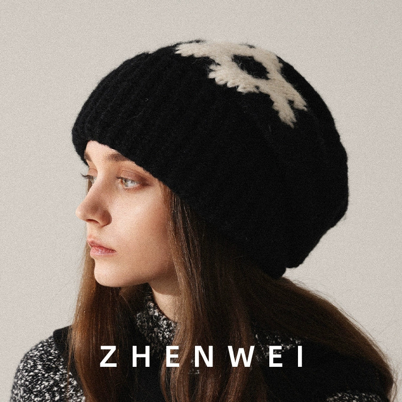 ZHENWEI Woolen Knitted Hat with Large Head Circumference