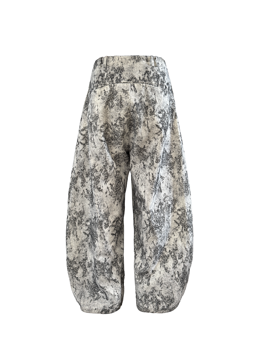 JCAESAR White Corrugated Jacquard Wide-leg Trousers