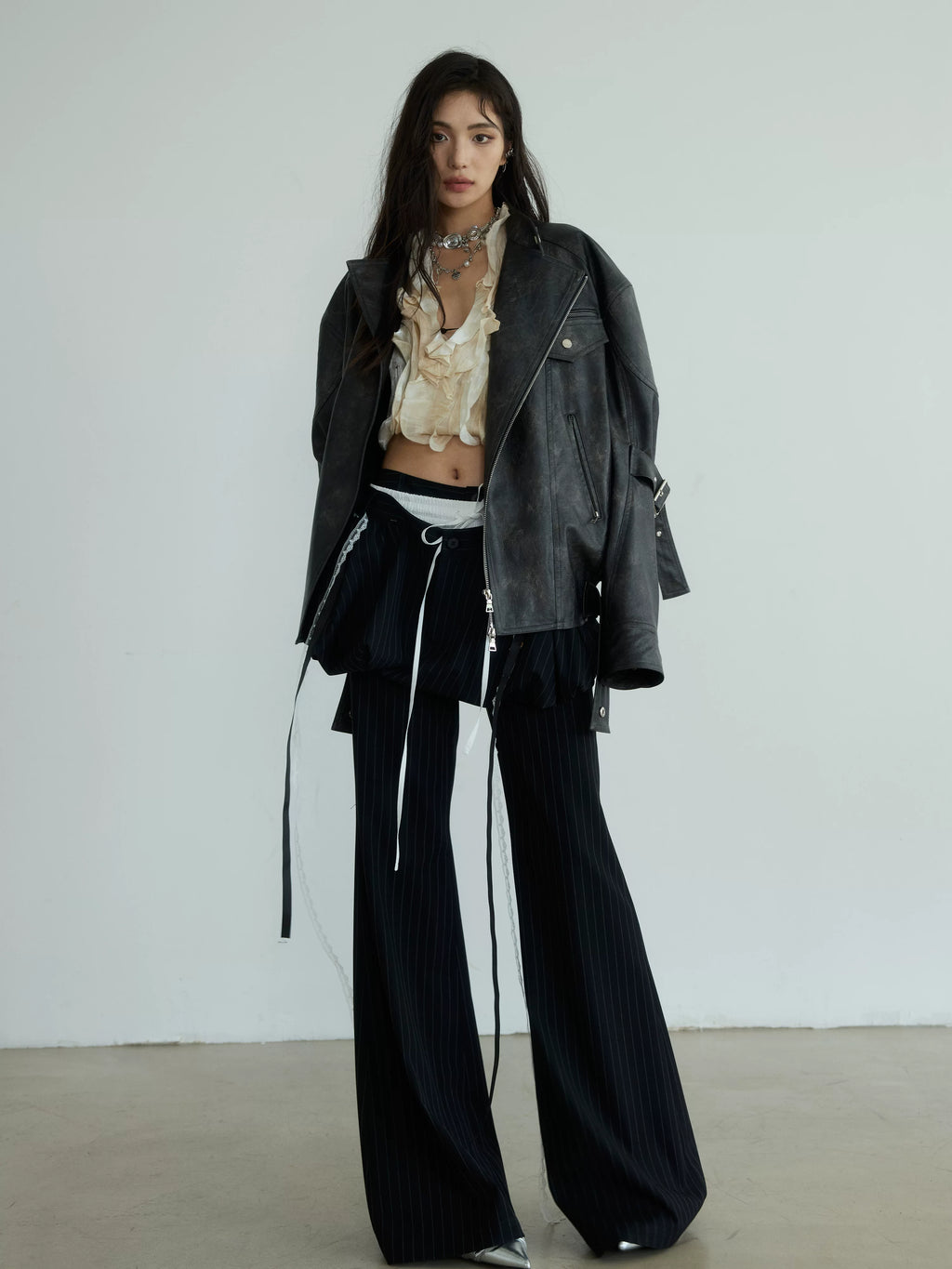 JNYLON Makes Vintage PU Leather Silhouette Jacket