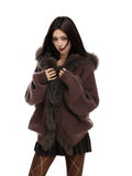 KDASE Fur Collar Splicing Sweater Jacket