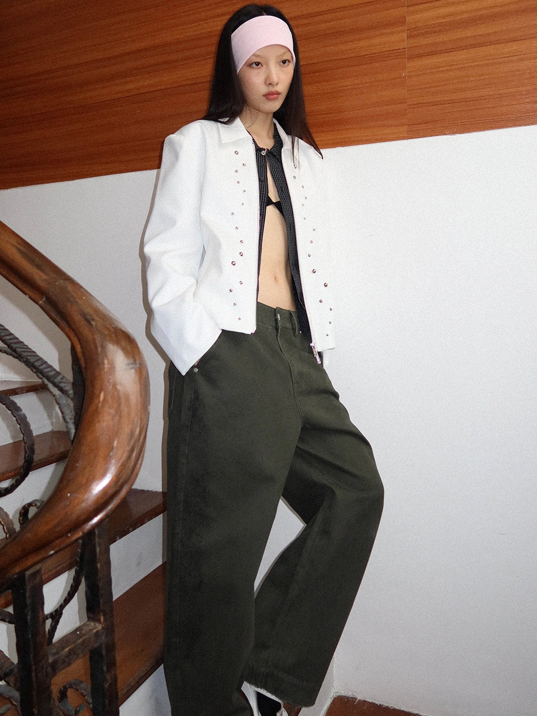 FUNKYFUN Irregular Semi-round Rivet Suit Jacket