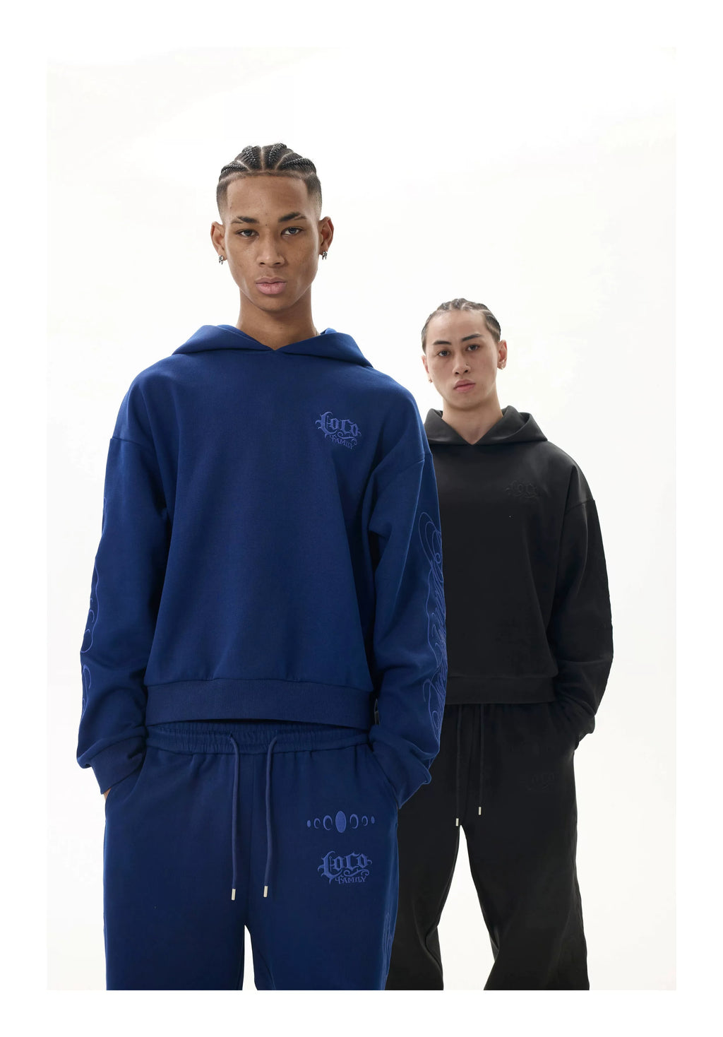 KARMANISTIC Embroidered Hooded Loose Sport Sweater Set