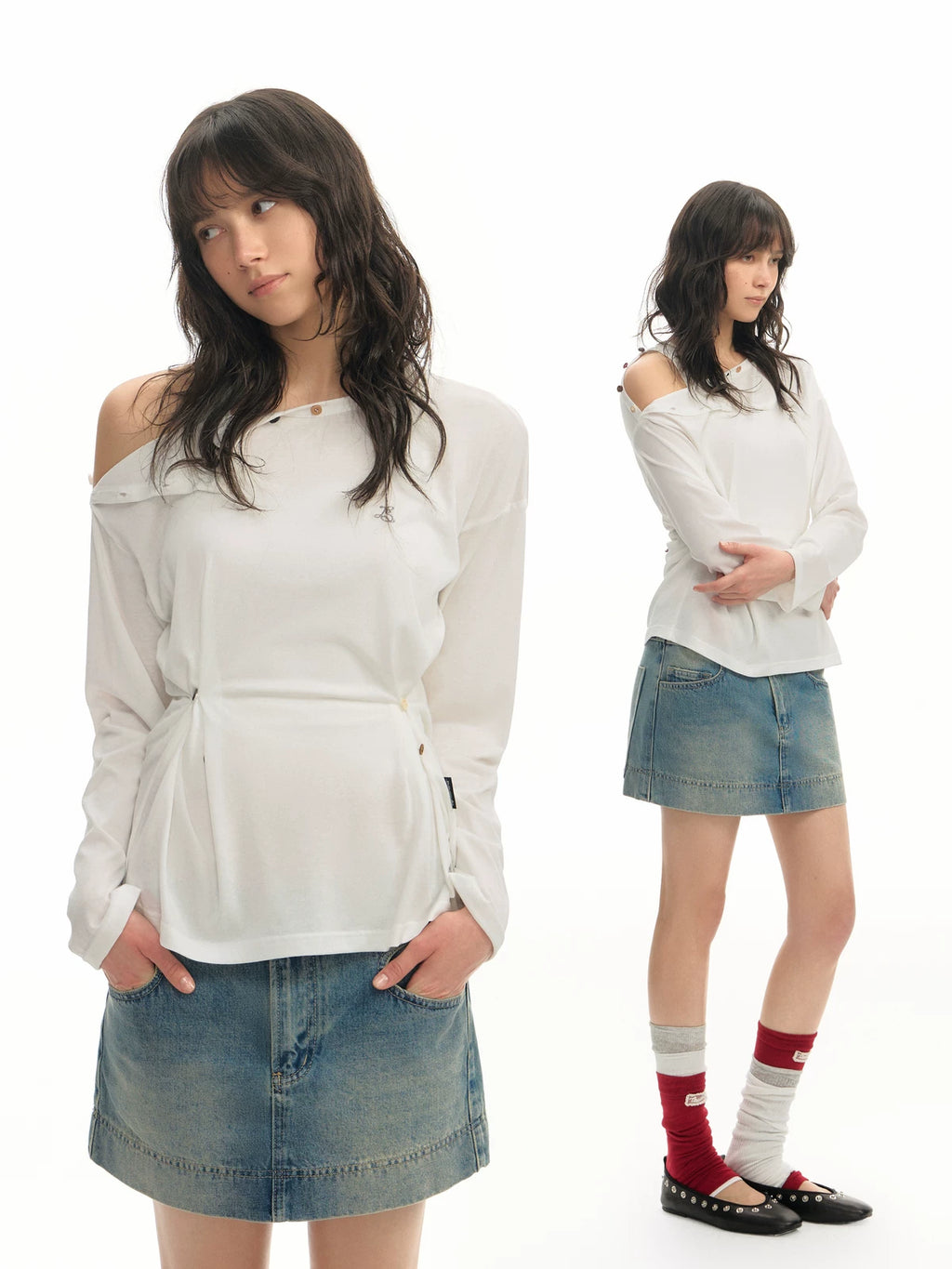 TGNS Diagonal Placket Color Buckle Thin Sunscreen Long Sleeve