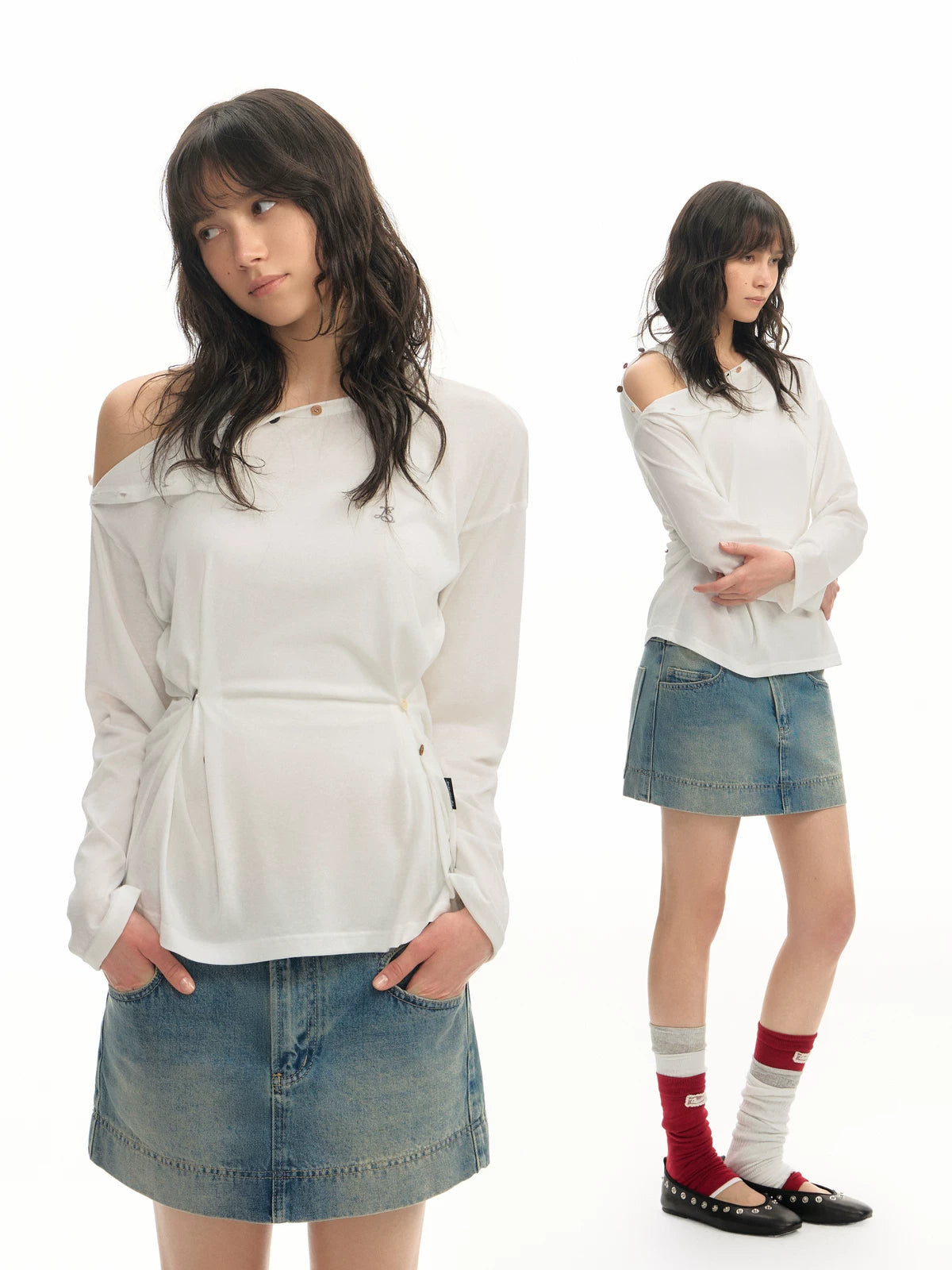 TGNS Diagonal Placket Color Buckle Thin Sunscreen Long Sleeve
