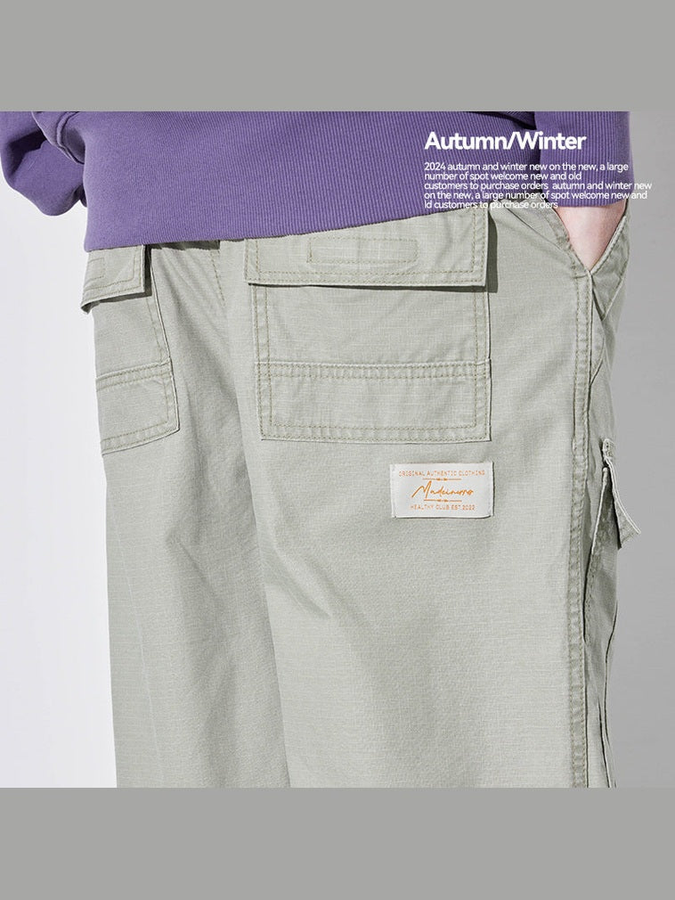 UNF washed old stone grinding white paratrooper pants