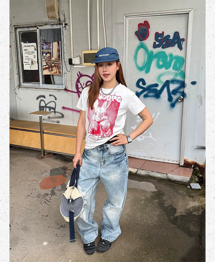 CCYE Front Shoulder Crew Neck Short Sleeve Tee