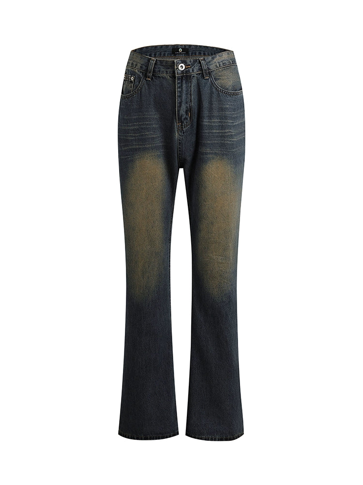 PUBLICRADIO Vintage Washed Rust Denim Flared Pants