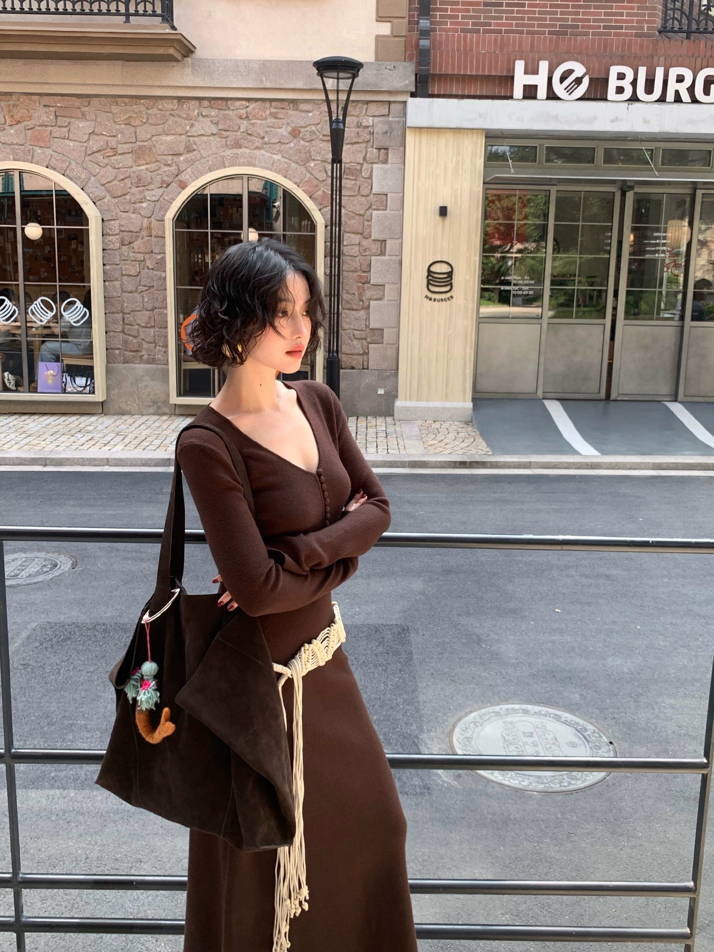 KELIFAN Vintage V-neck Knitted Dress