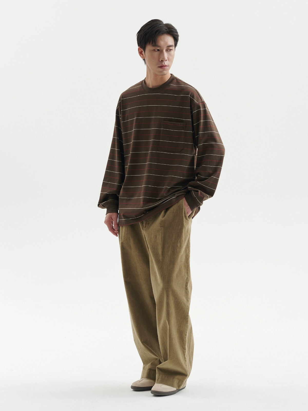 BUTTBILL Contrast Striped Vintage Long Sleeve