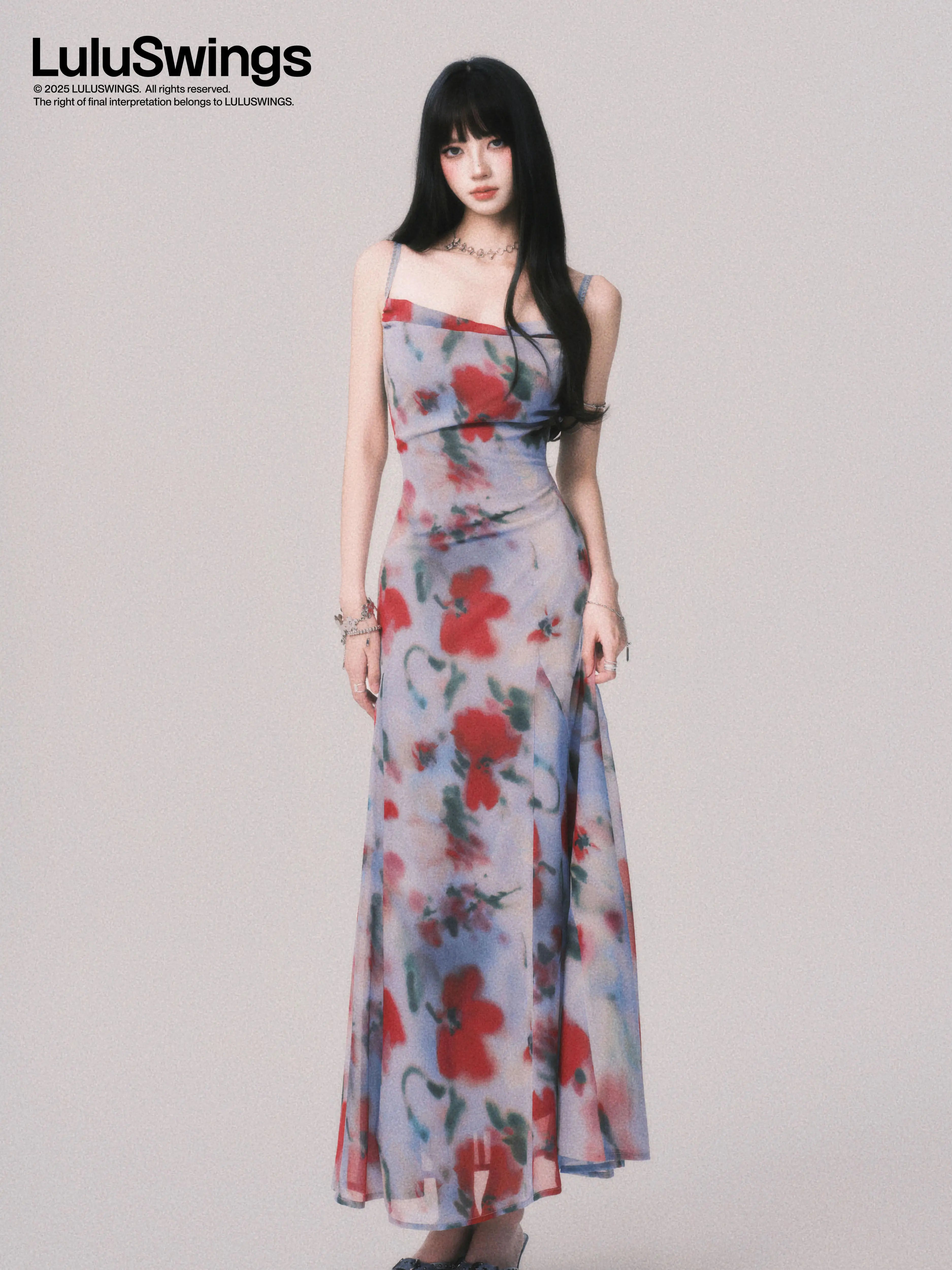 LULUSWINGS Smudge Print Suspender Skirt