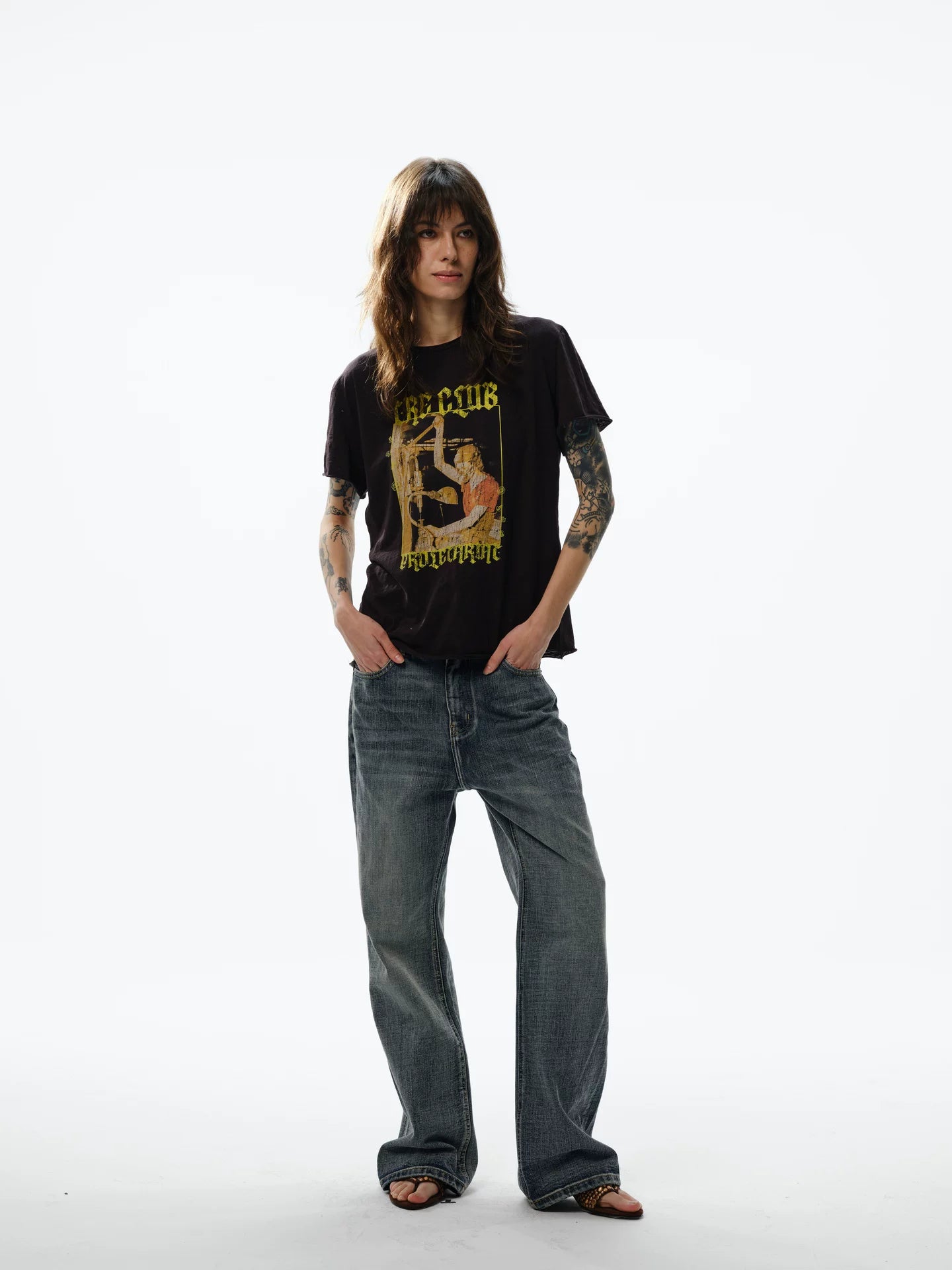 TREclub Retro Millennial Crimped Print Casual Tee