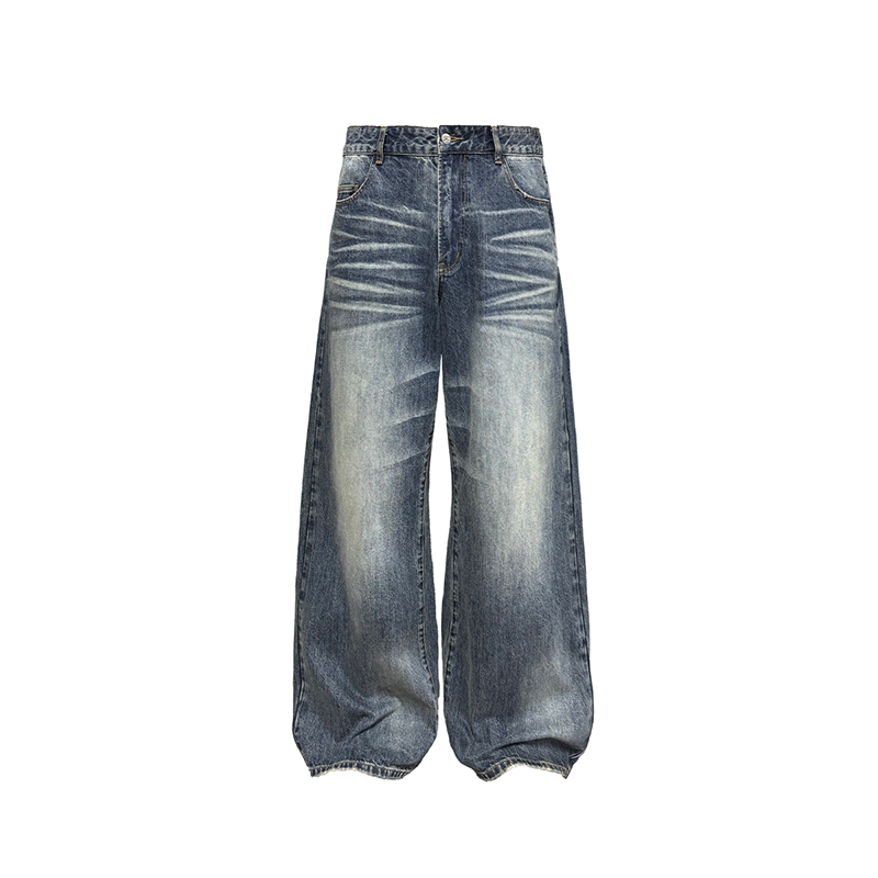 JCAESAR Lightning Pattern Old Straight and Slightly Wide Jeans