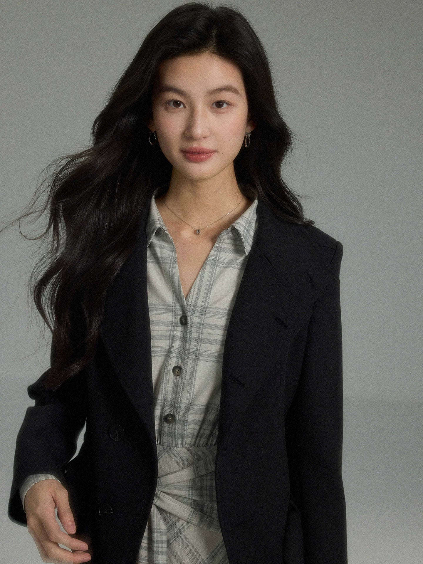 TYANG Temperament Commuter Plaid Waist Dress