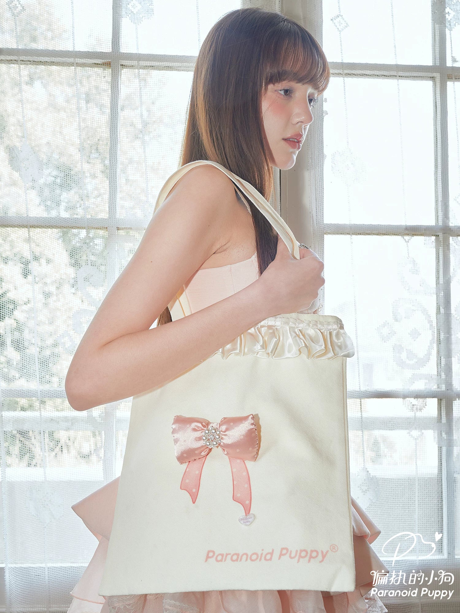 PP Niche Polka Dot Bow Canvas Bag
