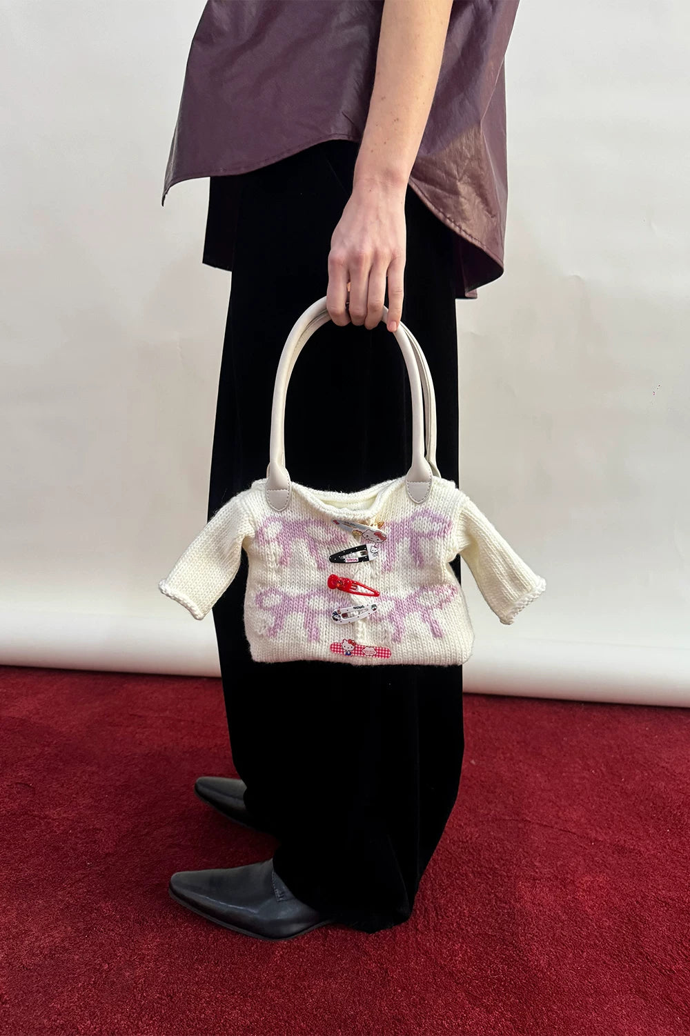 ANTERIOR Wool Knitted Bow Handbag