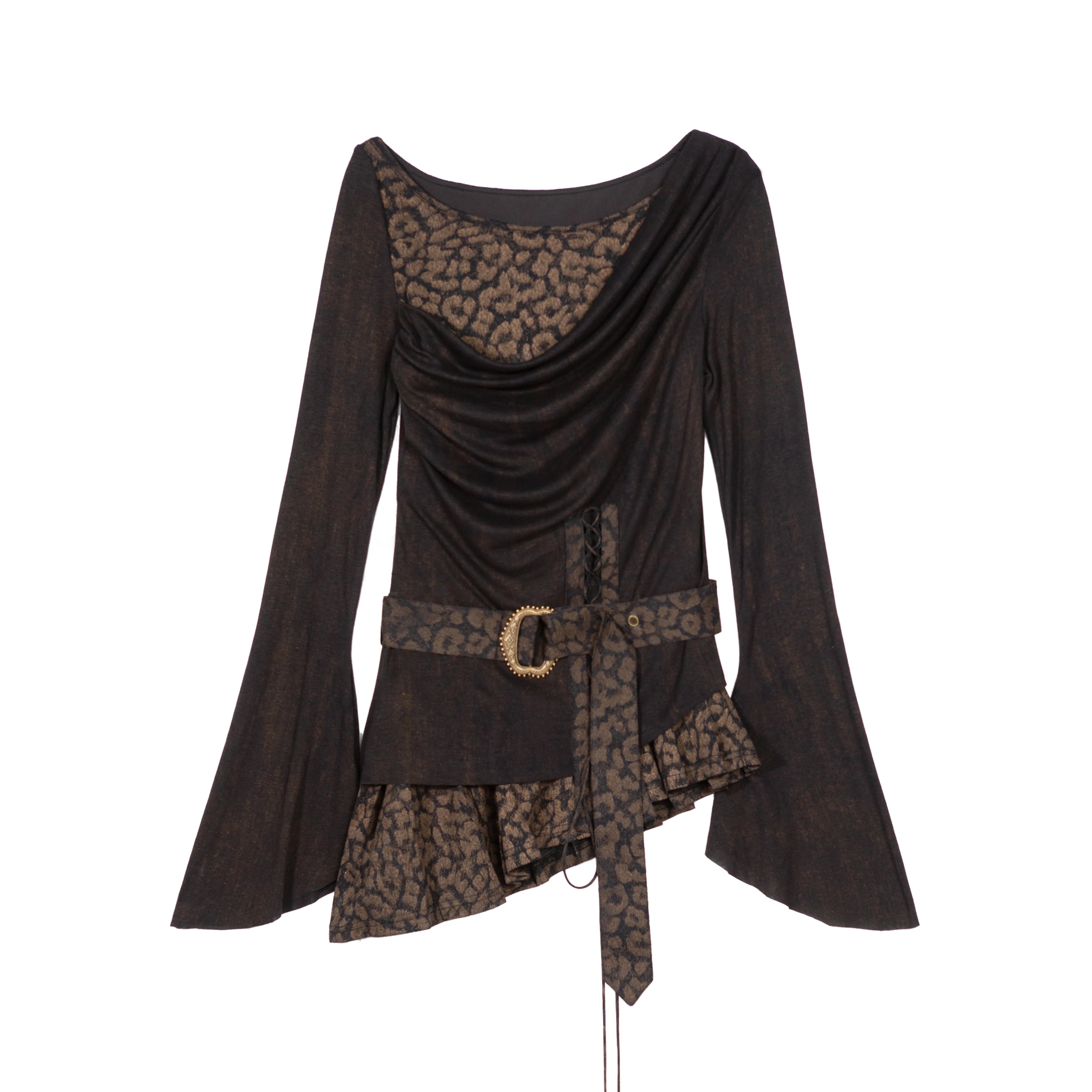 ARIADNAw Contrast Fake Two-piece Crew Neck Knitted Long Sleeves