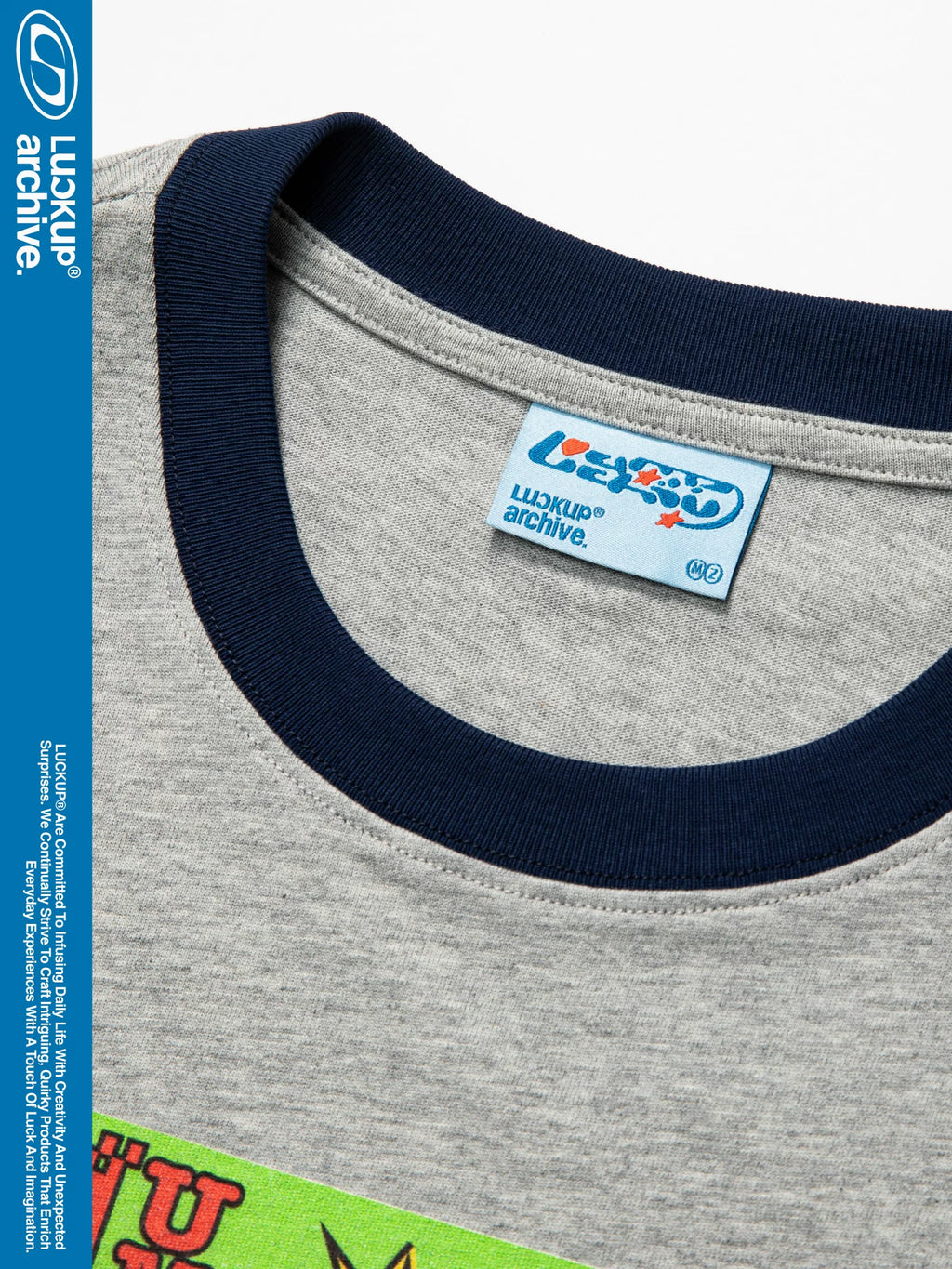 LUCKUP Retro Contrasting Collar Crew Neck Casual Tee
