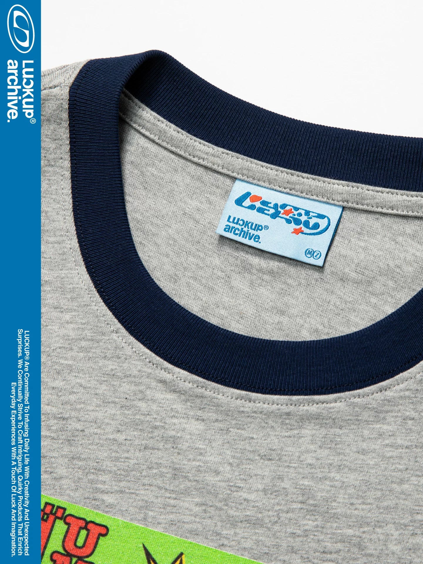 LUCKUP Retro Contrasting Collar Crew Neck Casual Tee