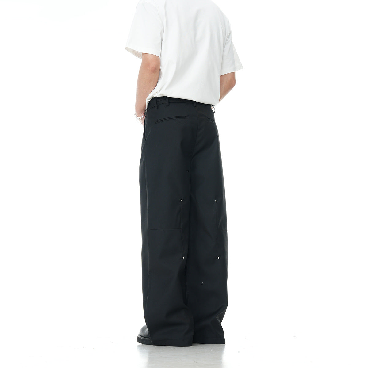 11KN American Style High-end Rivet Loose Wide-leg Casual Drape Trousers