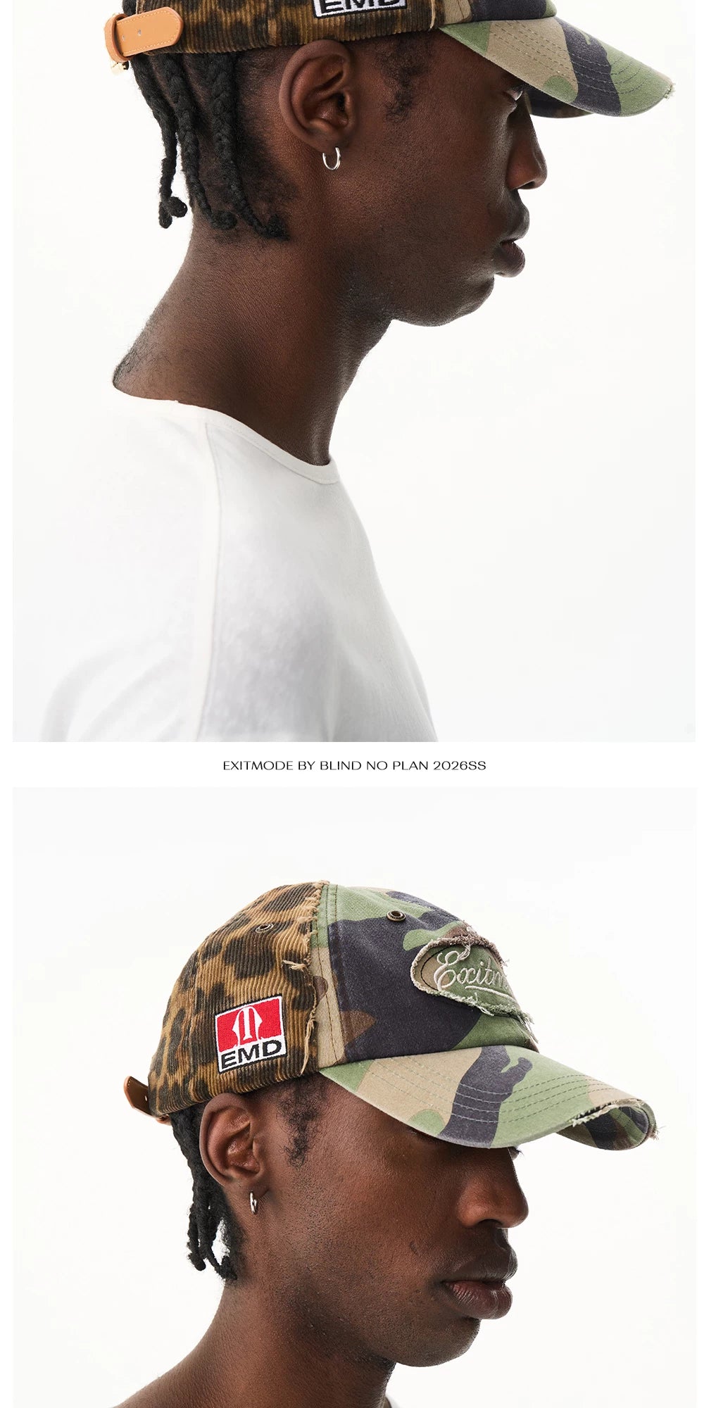 BLINDNOPLAN Camouflage Leopard Print Burr Stitching Cap