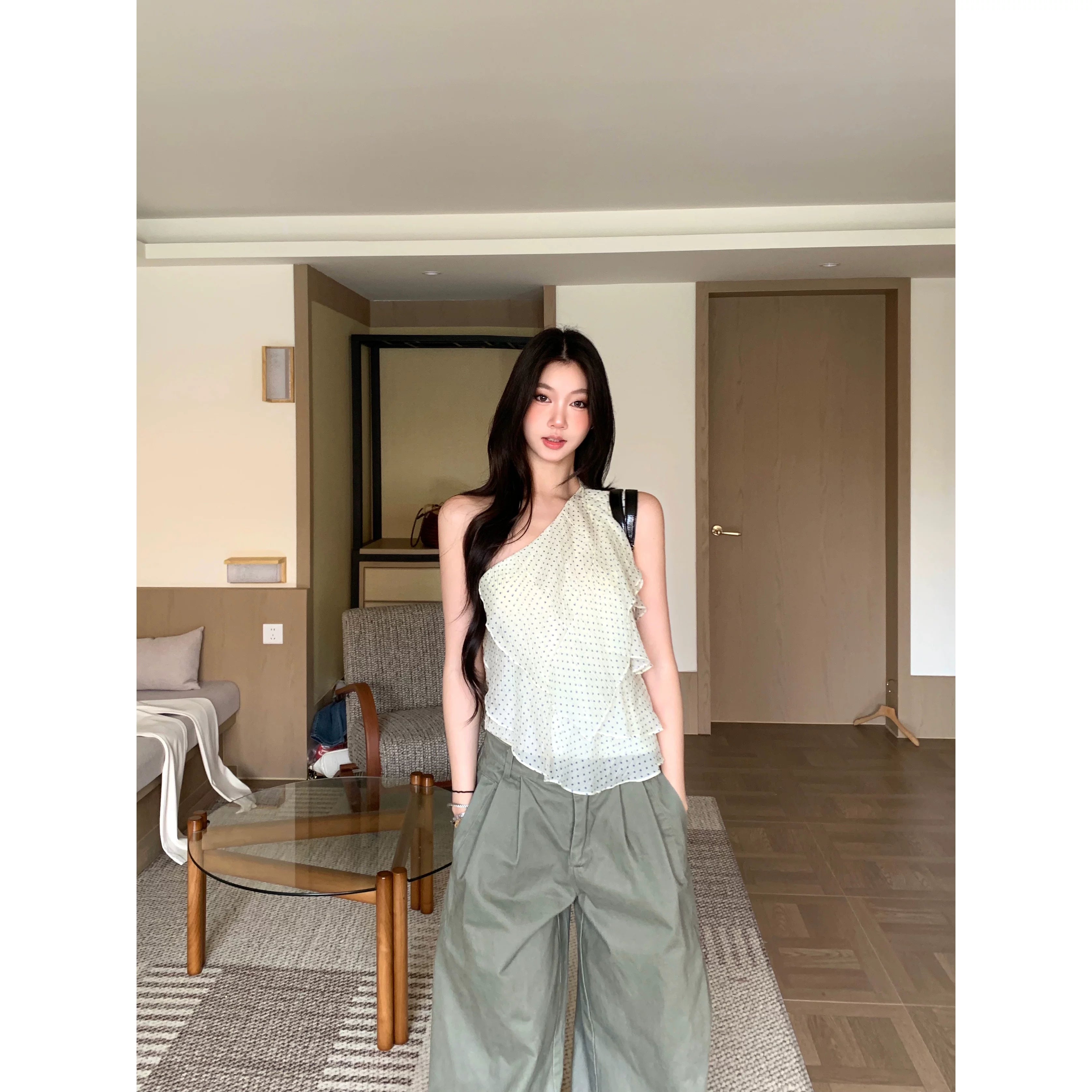 WITHMIN Polka Dot Irregular Crossbody Vest
