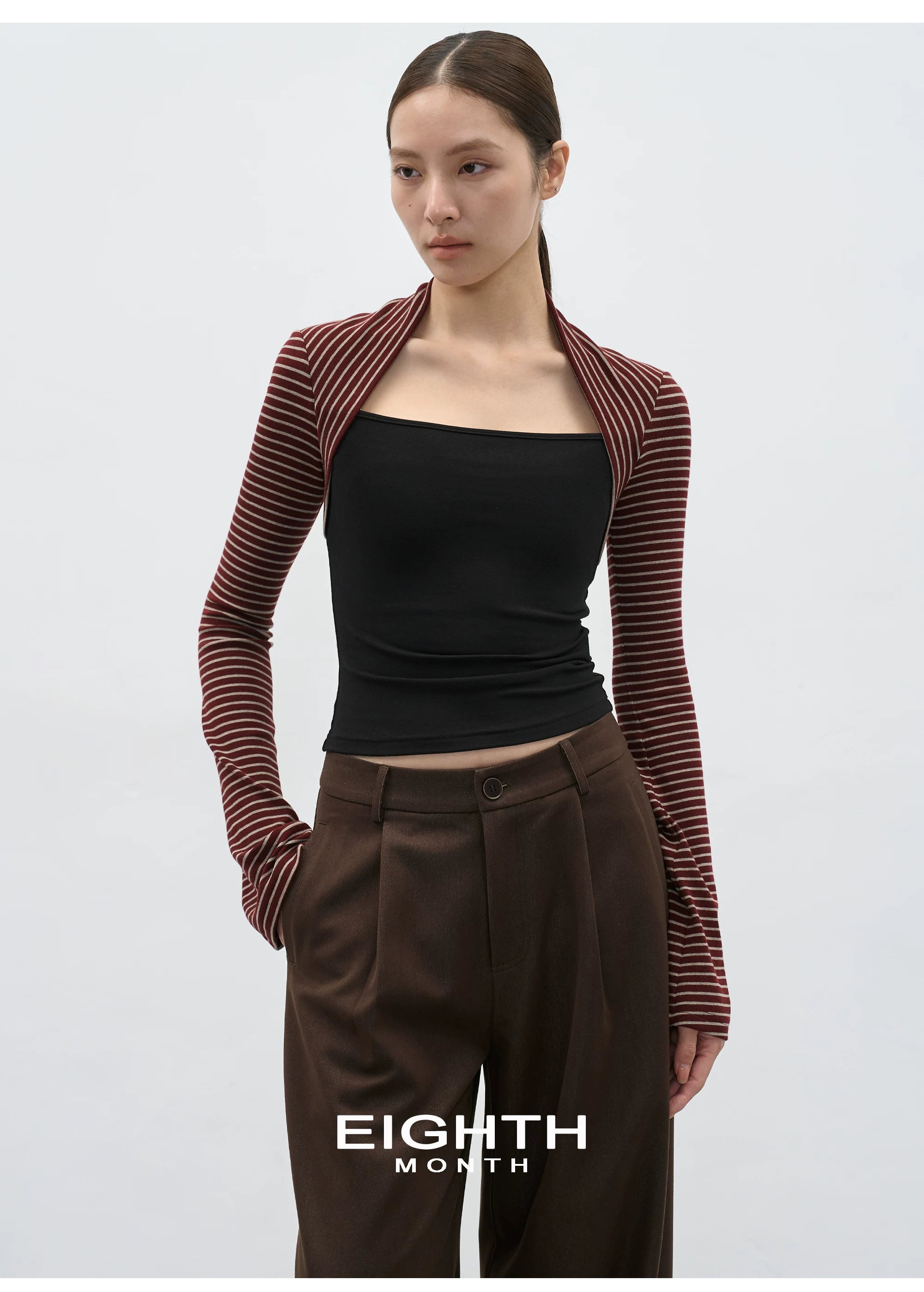 EIGHTHMONTH Versatile Striped Vest Long Sleeve