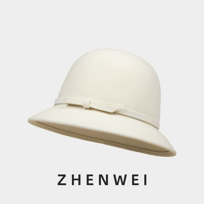 ZHENWEI Big Head Circumference Flat Top Woolen Pot Hat
