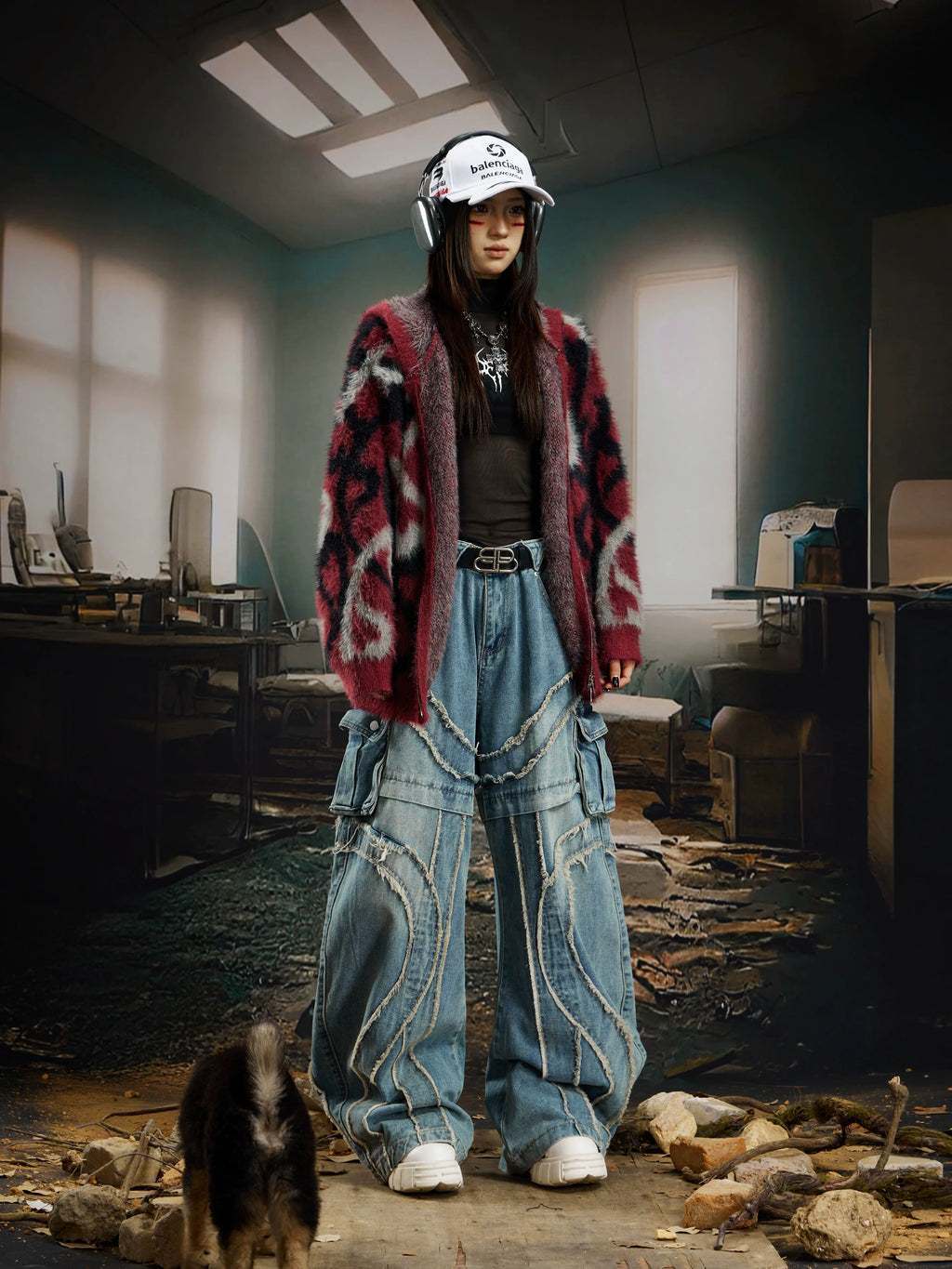 NOMANIAI Heavy Industries Raw Fringed Loose Straight Jeans