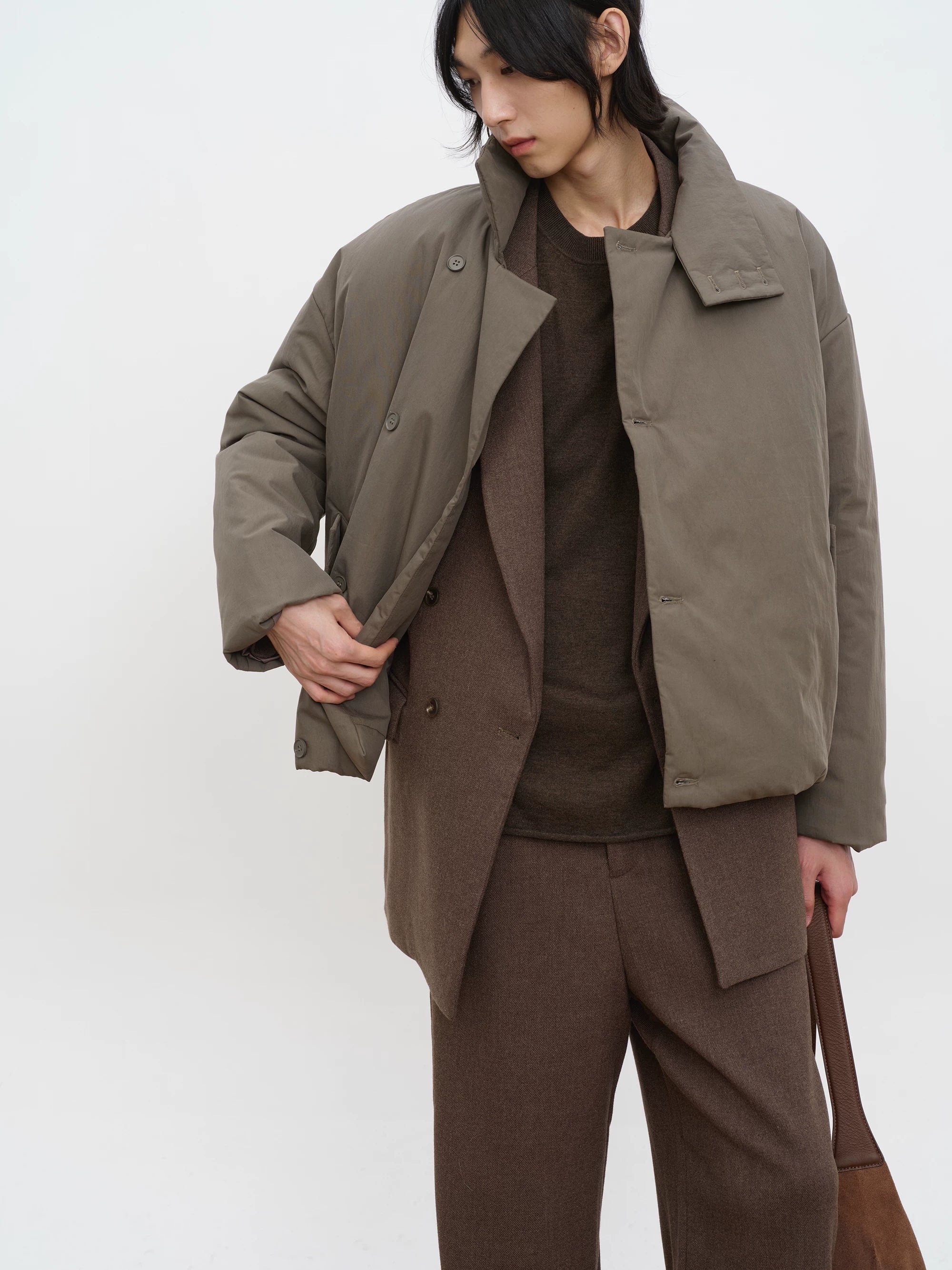 COLN Turtleneck Button Cotton Jacket
