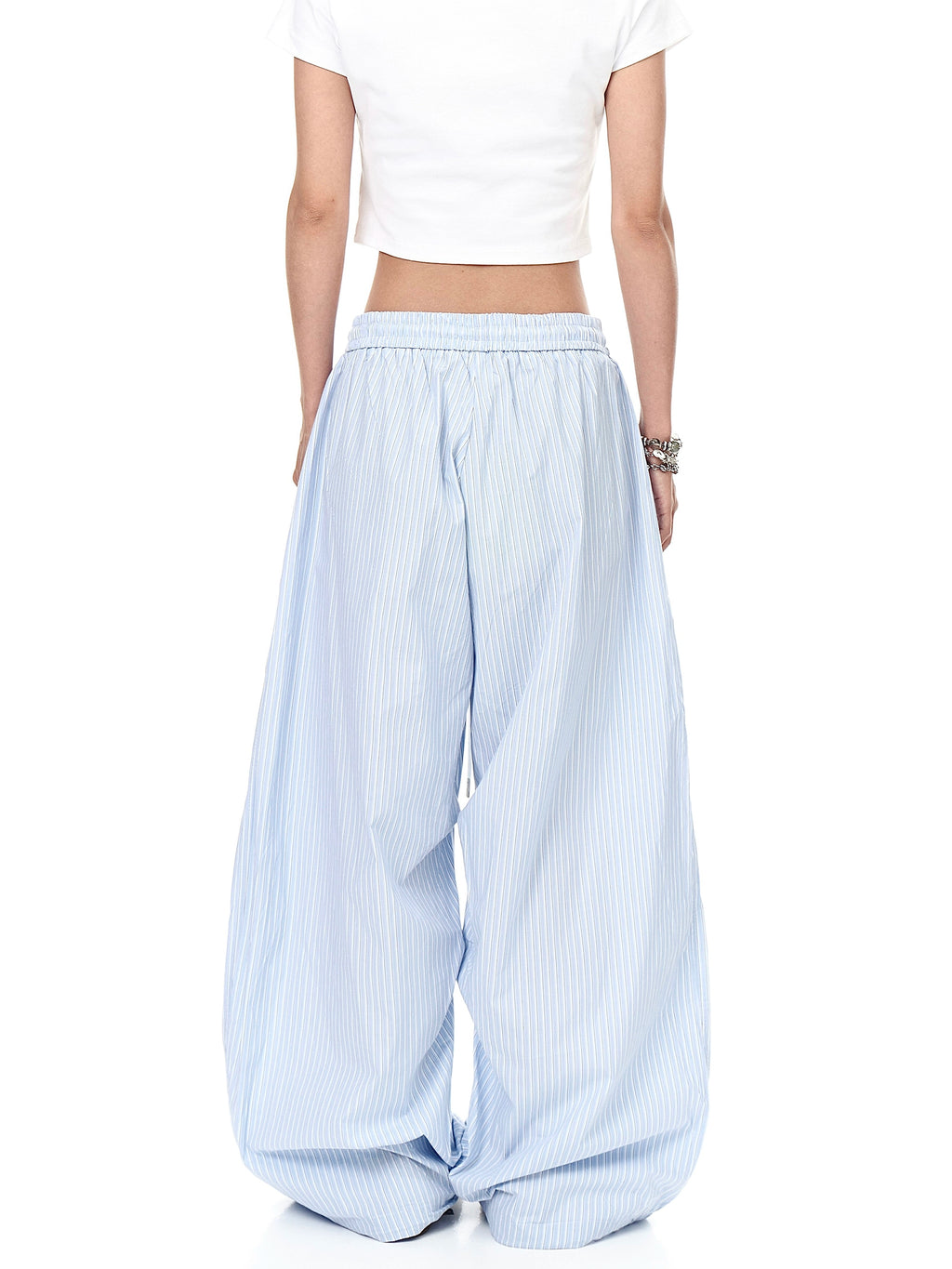 BLACKLISTS Lazy Pleated Striped Tooling Scimitar Pants