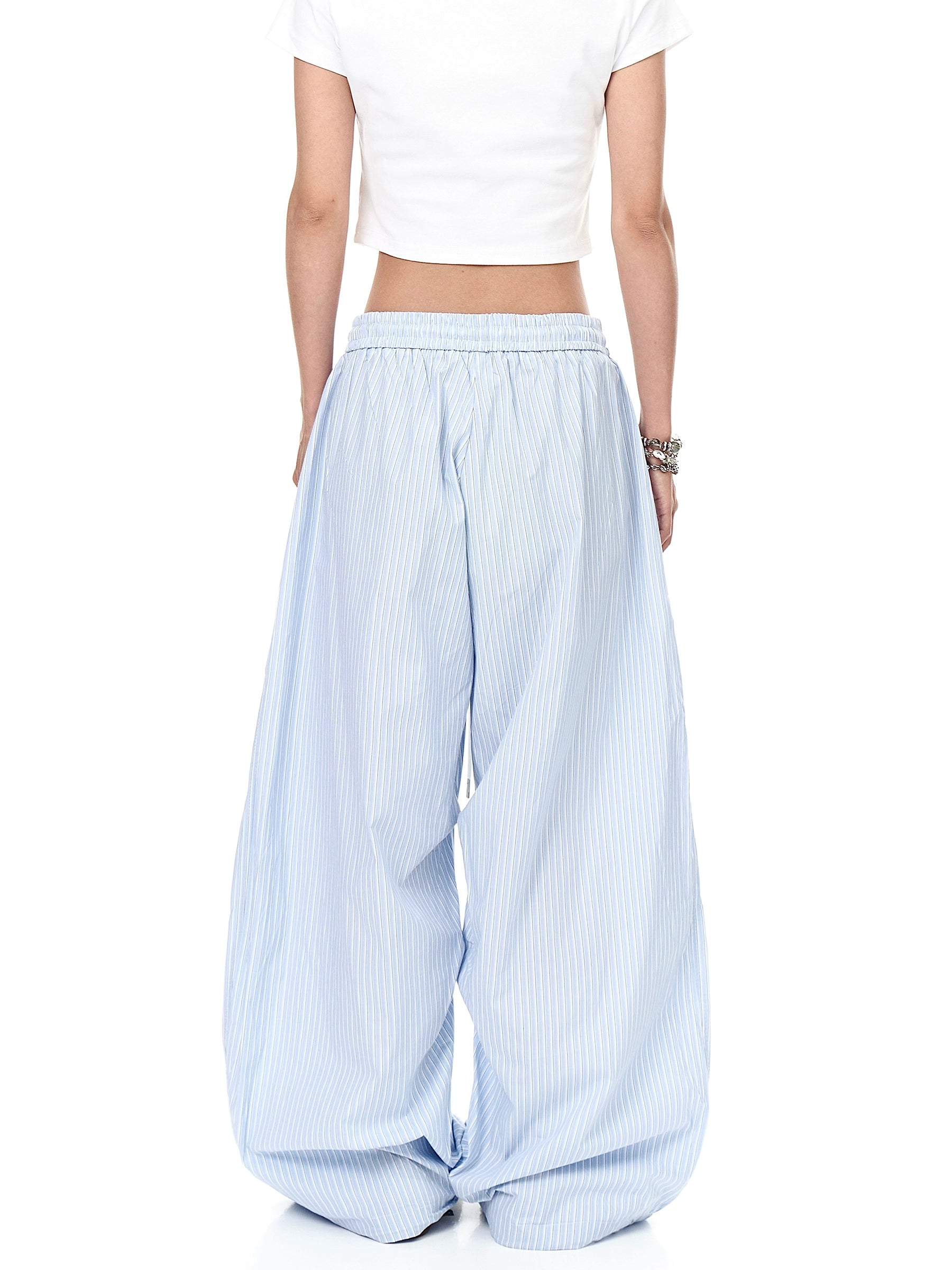 BLACKLISTS Lazy Pleated Striped Tooling Scimitar Pants