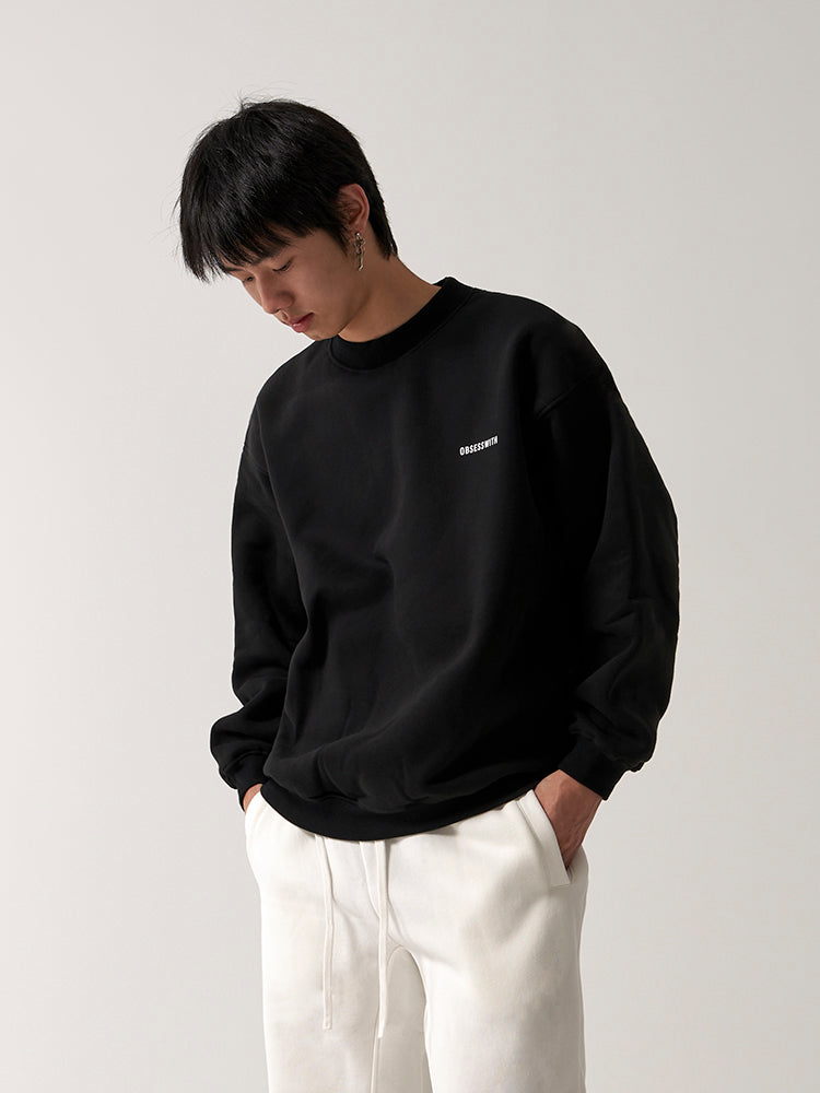 OBSESSWITH Basic Letter Printed Crew Neck Sweater