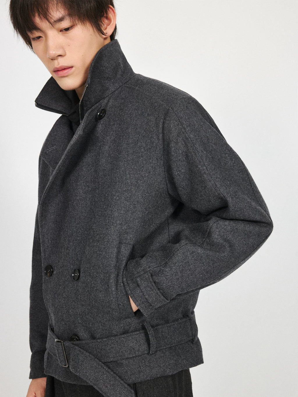 Stay The Night Fake Two Double-breasted Strap-on Jacket
