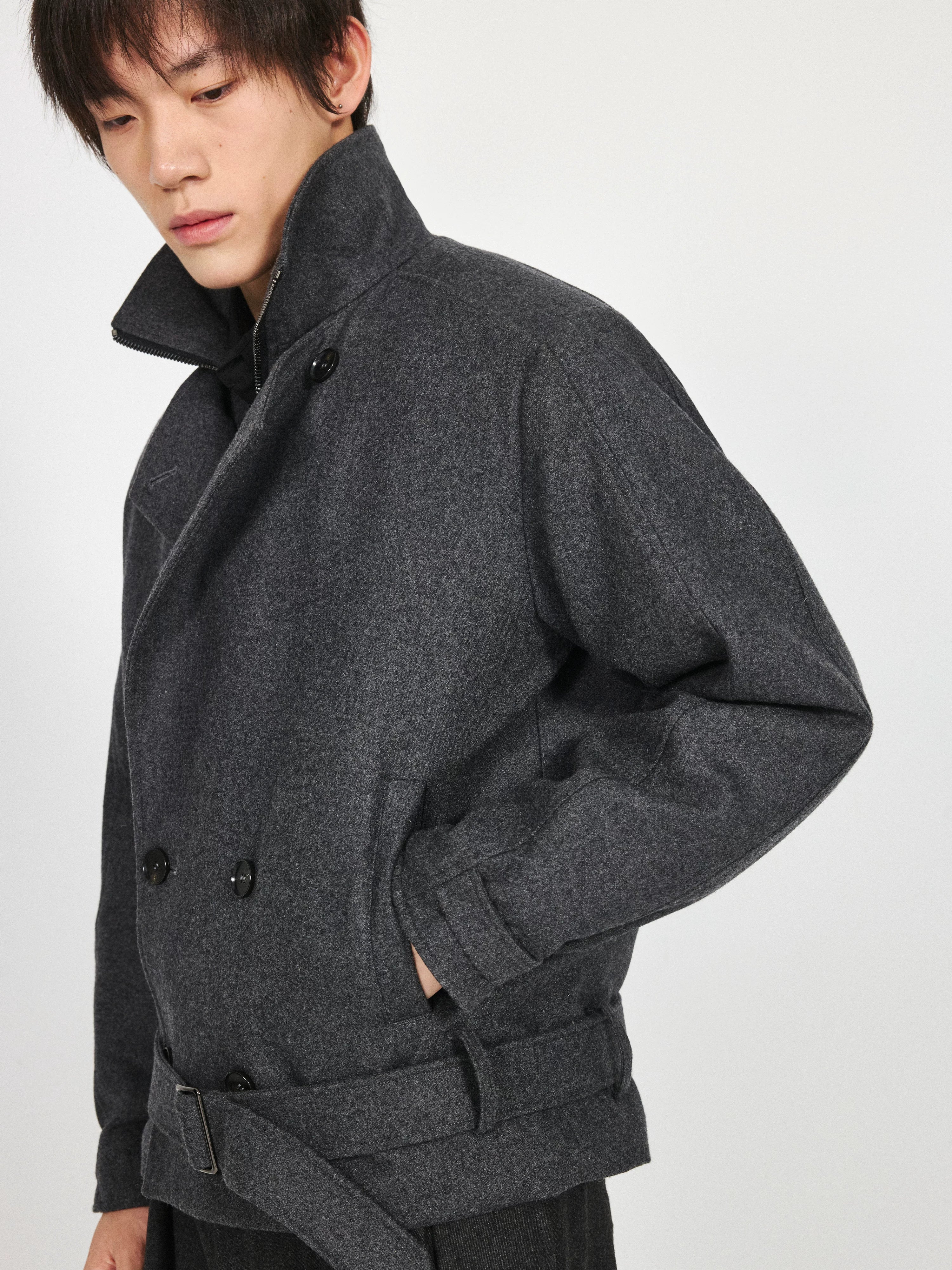 Stay The Night Fake Two Double-breasted Strap-on Jacket