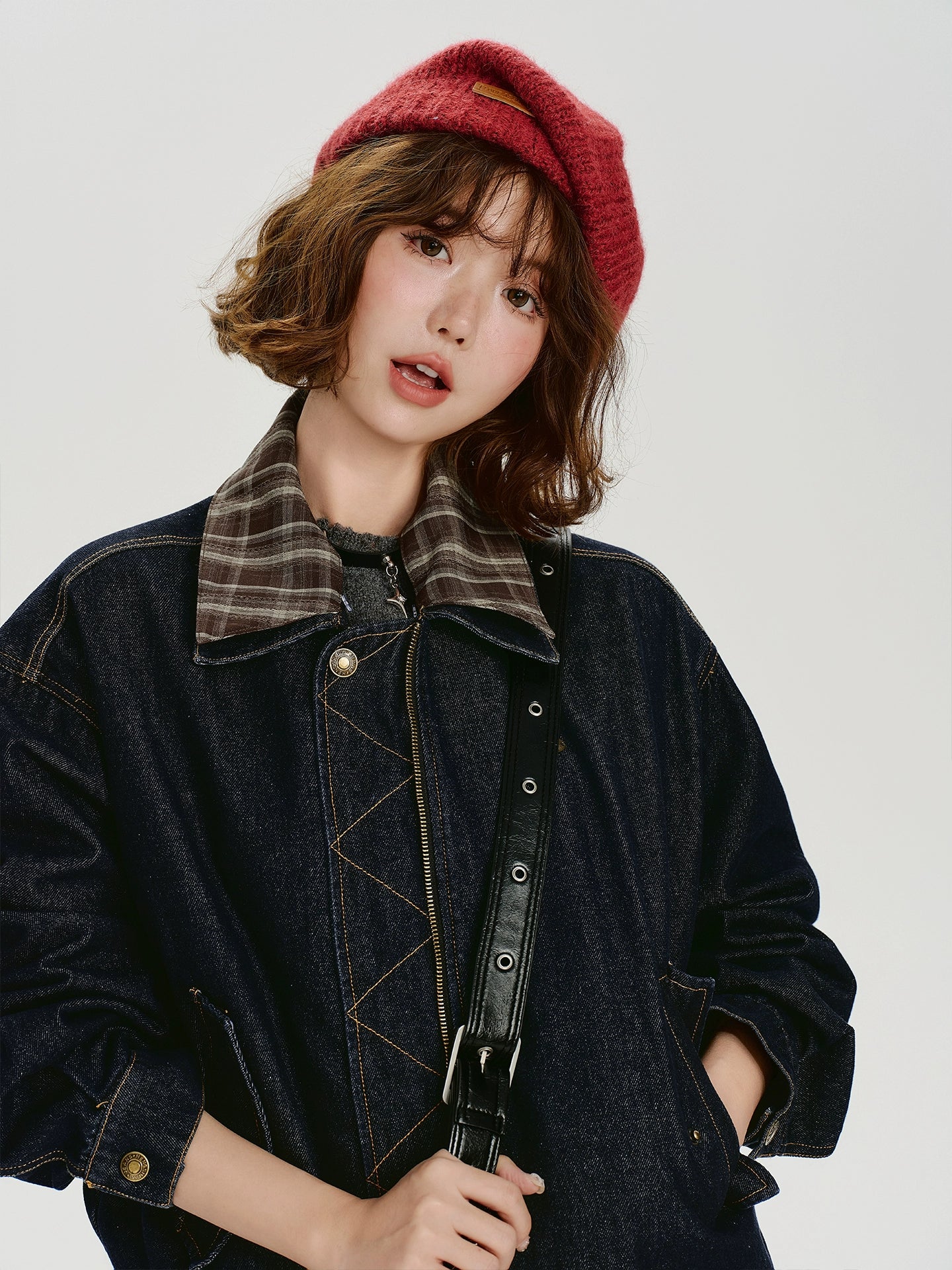 Girlyhalo Vintage Spliced Denim Jacket