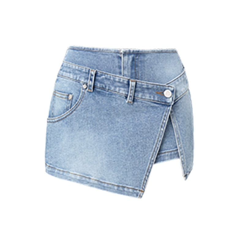 ABMY American Fake Two-piece Denim Skirt Pants