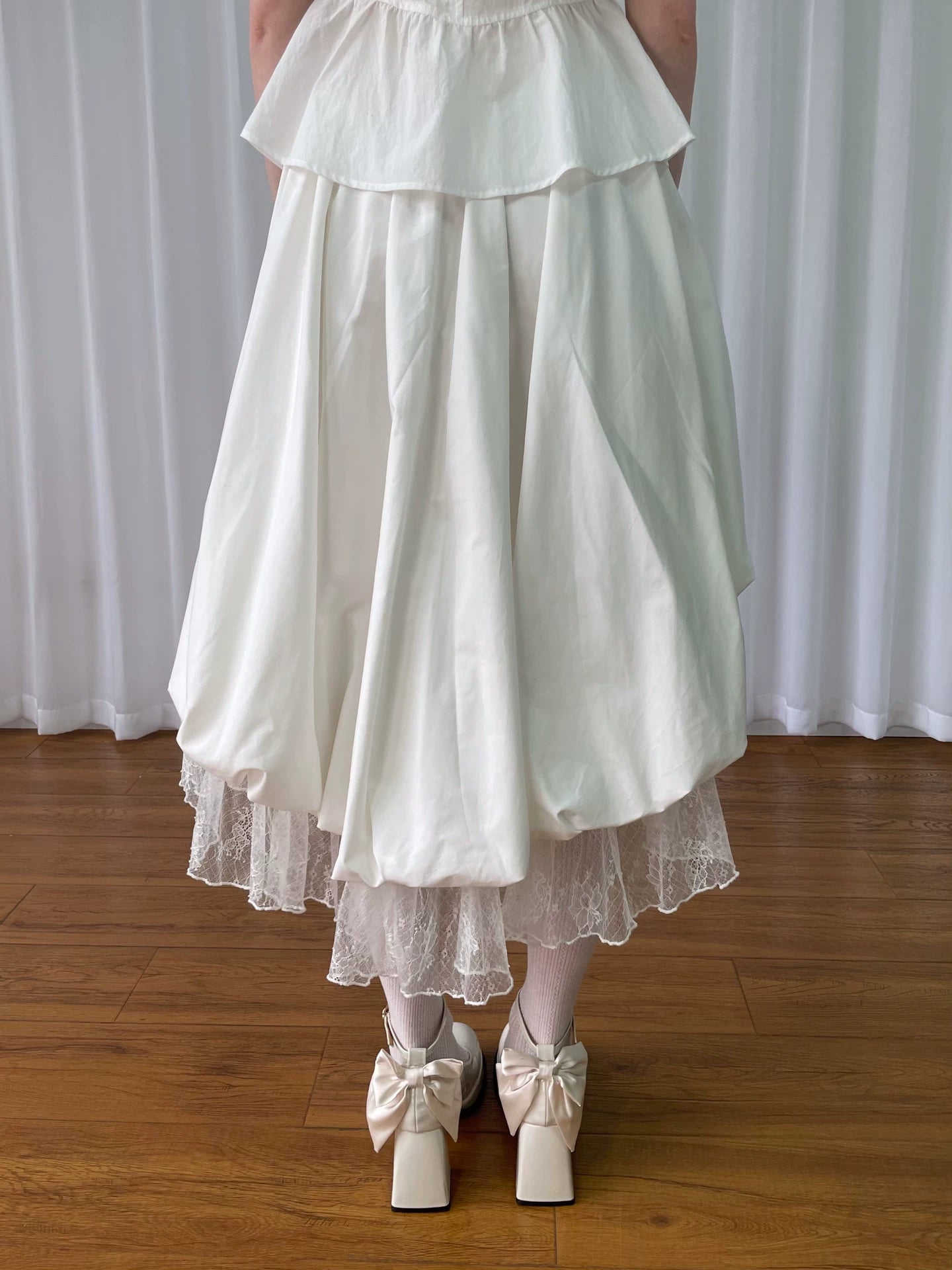 Loosesmell Mesh Stitching Irregular Skirt