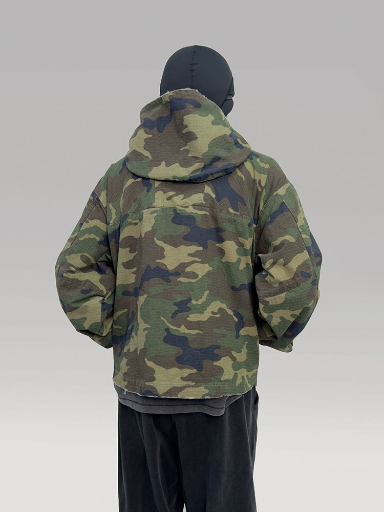 PLUS NO LOGO Washed Old Camouflage Jacket Zipper Jacket