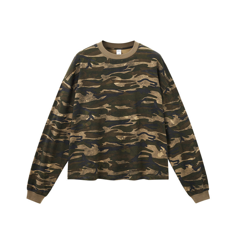Inflation Camouflage Casual Versatile Crew Neck Long Sleeve