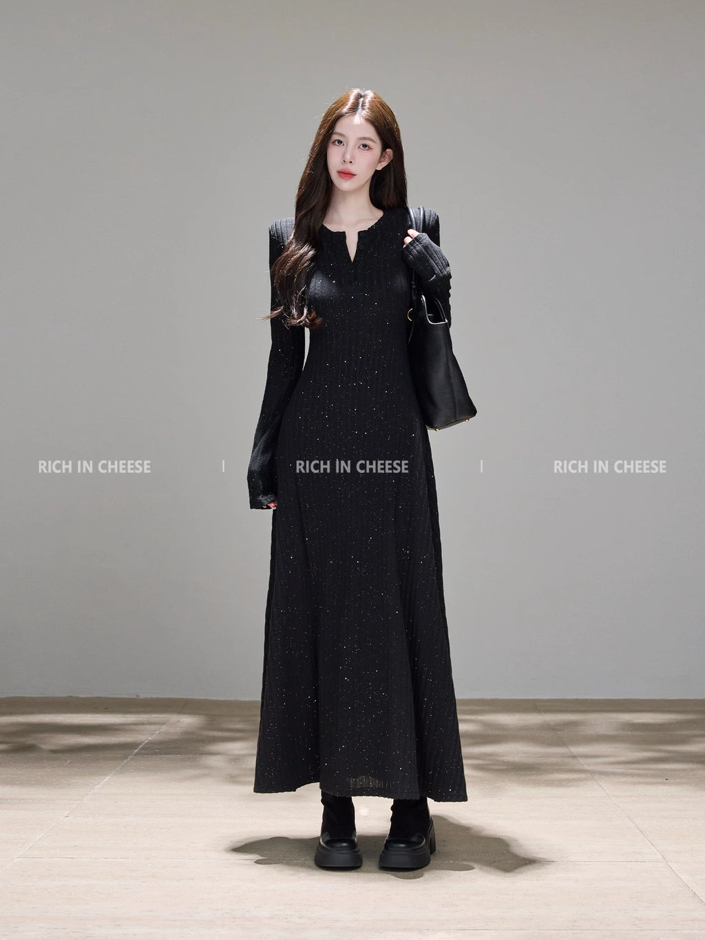 RICH IN CHEESE  Knitted Waist Dress