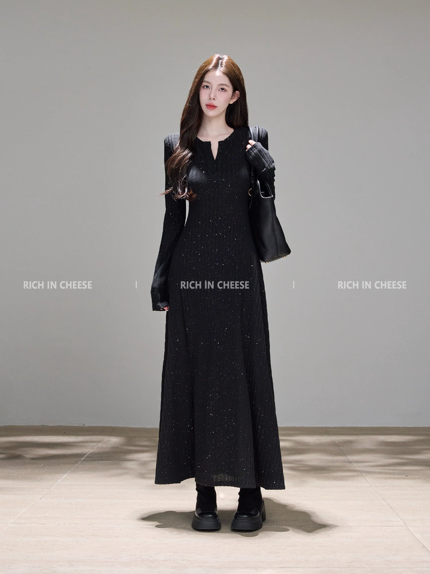RICH IN CHEESE  Knitted Waist Dress