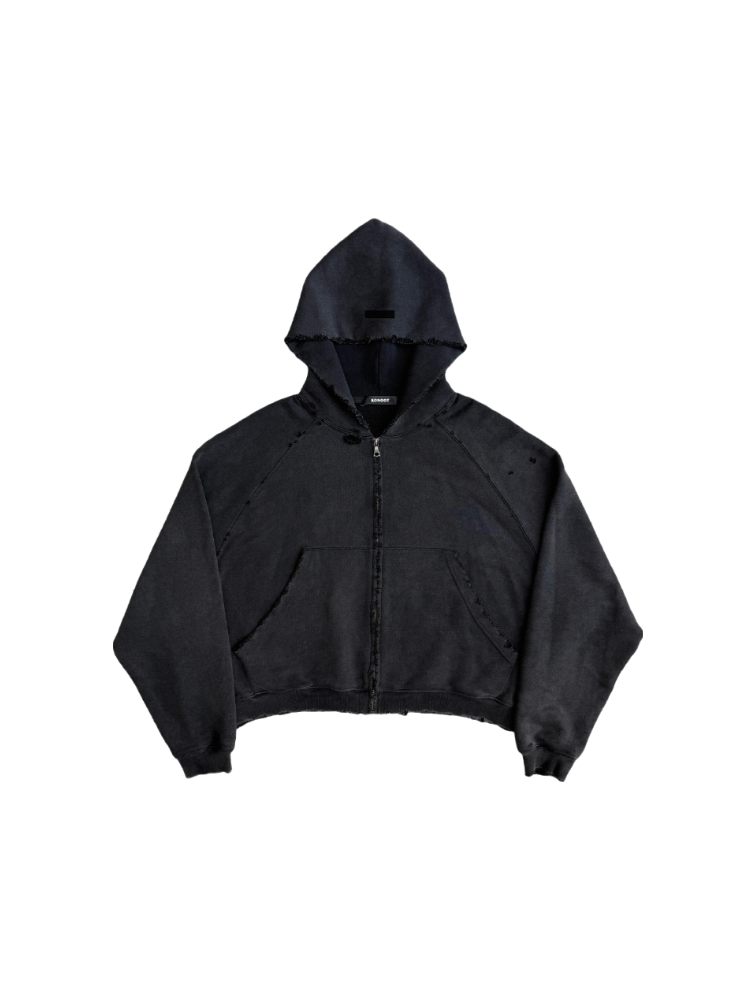 KONOOT Short and Wide Cut Cardigan Hooded Sweater