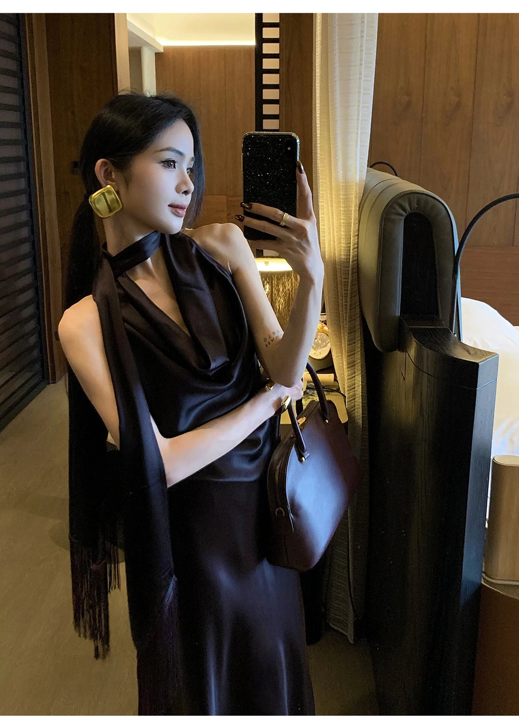 CHUYUQI Streamer Fringed Top Draped Skirt Set