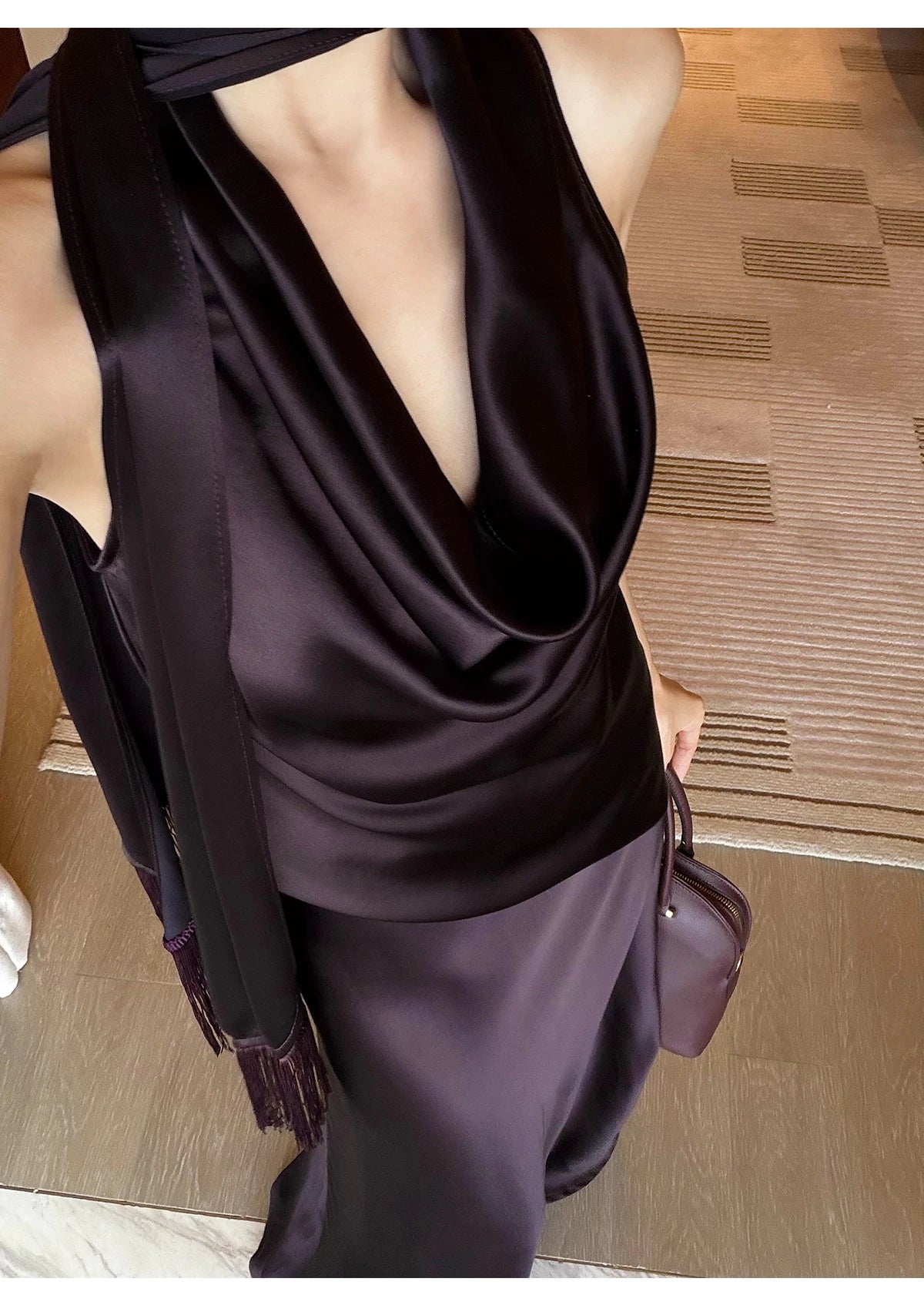 CHUYUQI Streamer Fringed Top Draped Skirt Set