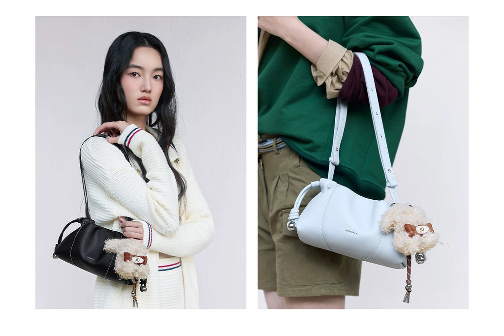 JUST STAR Pleated Shoulder Messenger Bag