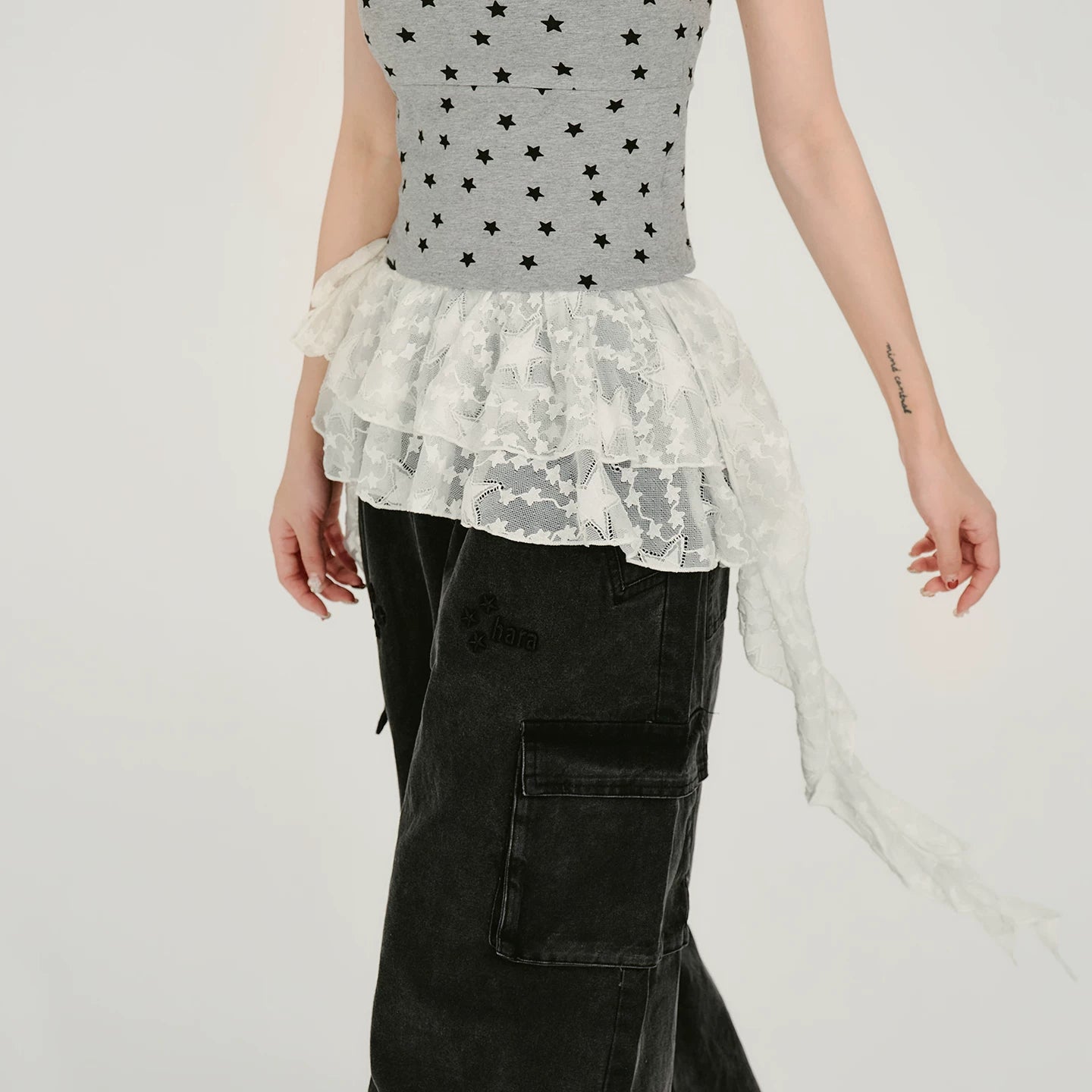 Girlyhalo Vintage Beveled Edge Lace Versatile Butt Curtain