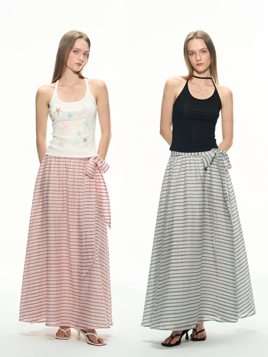 THELIGHT Striped Loose Breathable Strap Dress