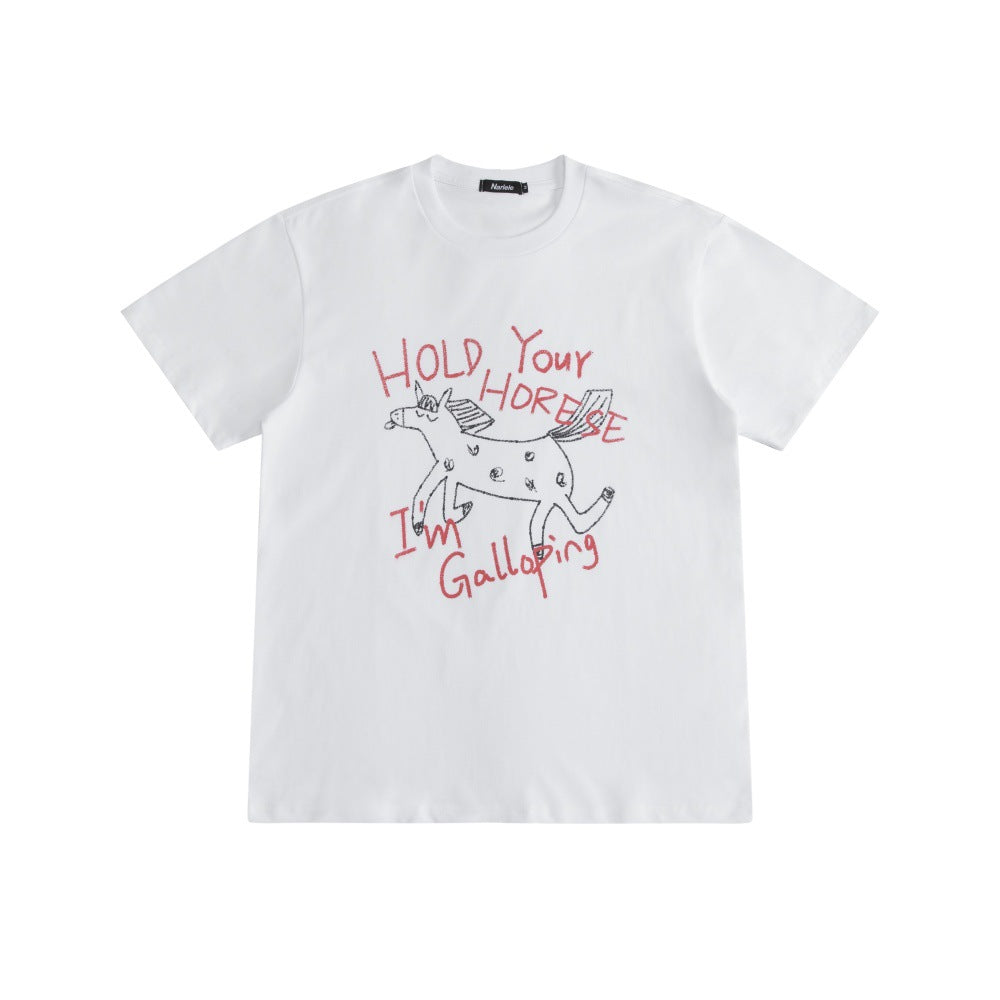 HeyHenry Pony Print Crew Neck Loose Tee