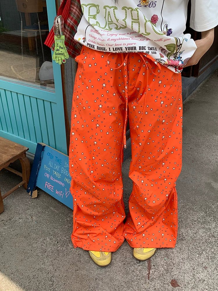 EAHO Star Printed Wide Leg Casual Pants