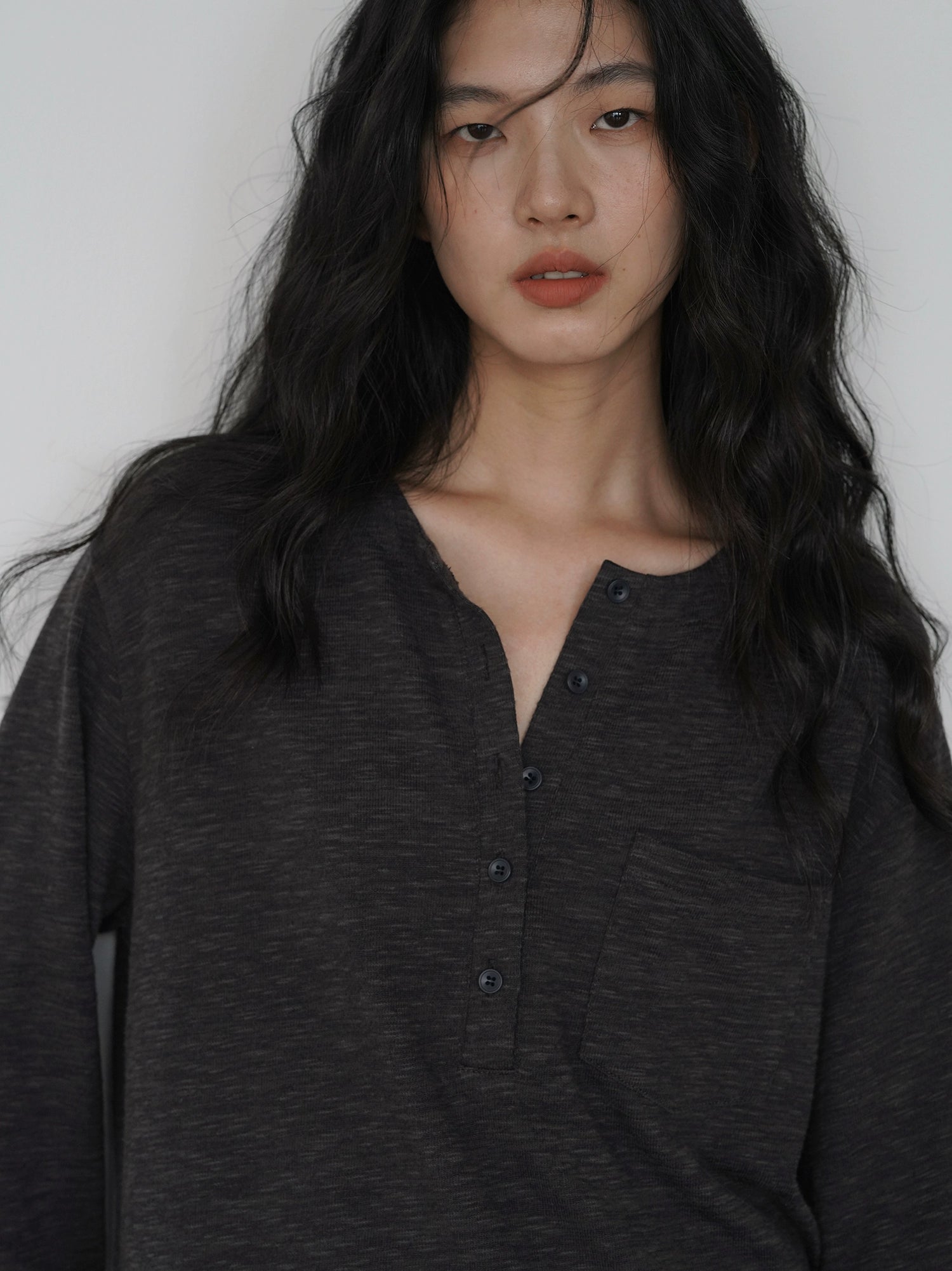 EIGHTHMONTH Korean Lazy Style V-neck Long Sleeve